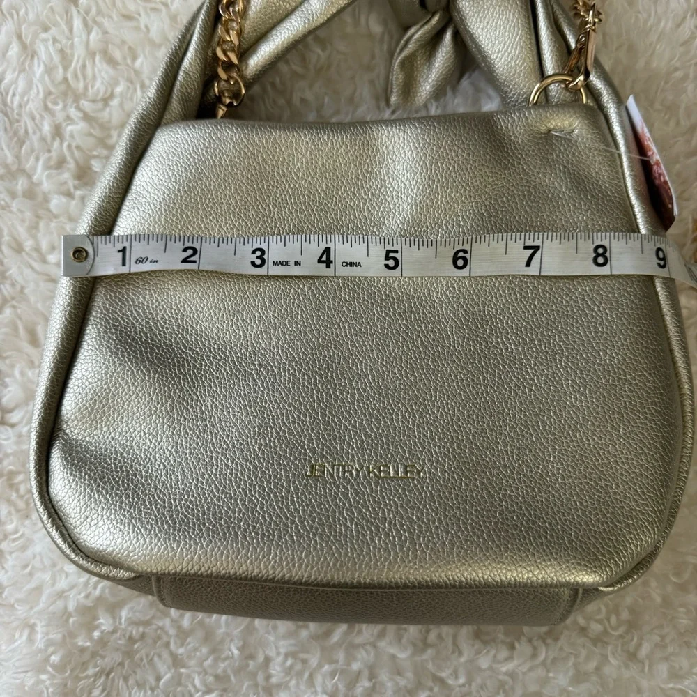 Jentry Kelley Knot Top Rose Gold Cosmetic Bag W/ Gold Chain Crossbody Strap NEW